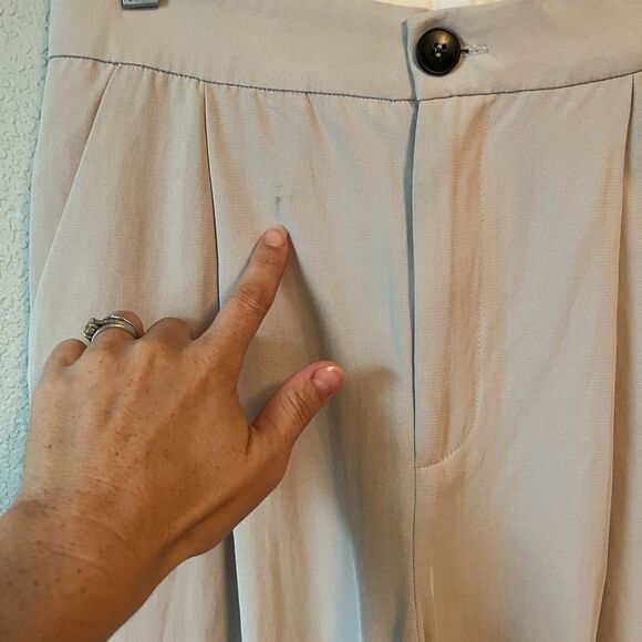 Zara wide leg trouser XS tan soho pleated pants - Picture 4 of 10